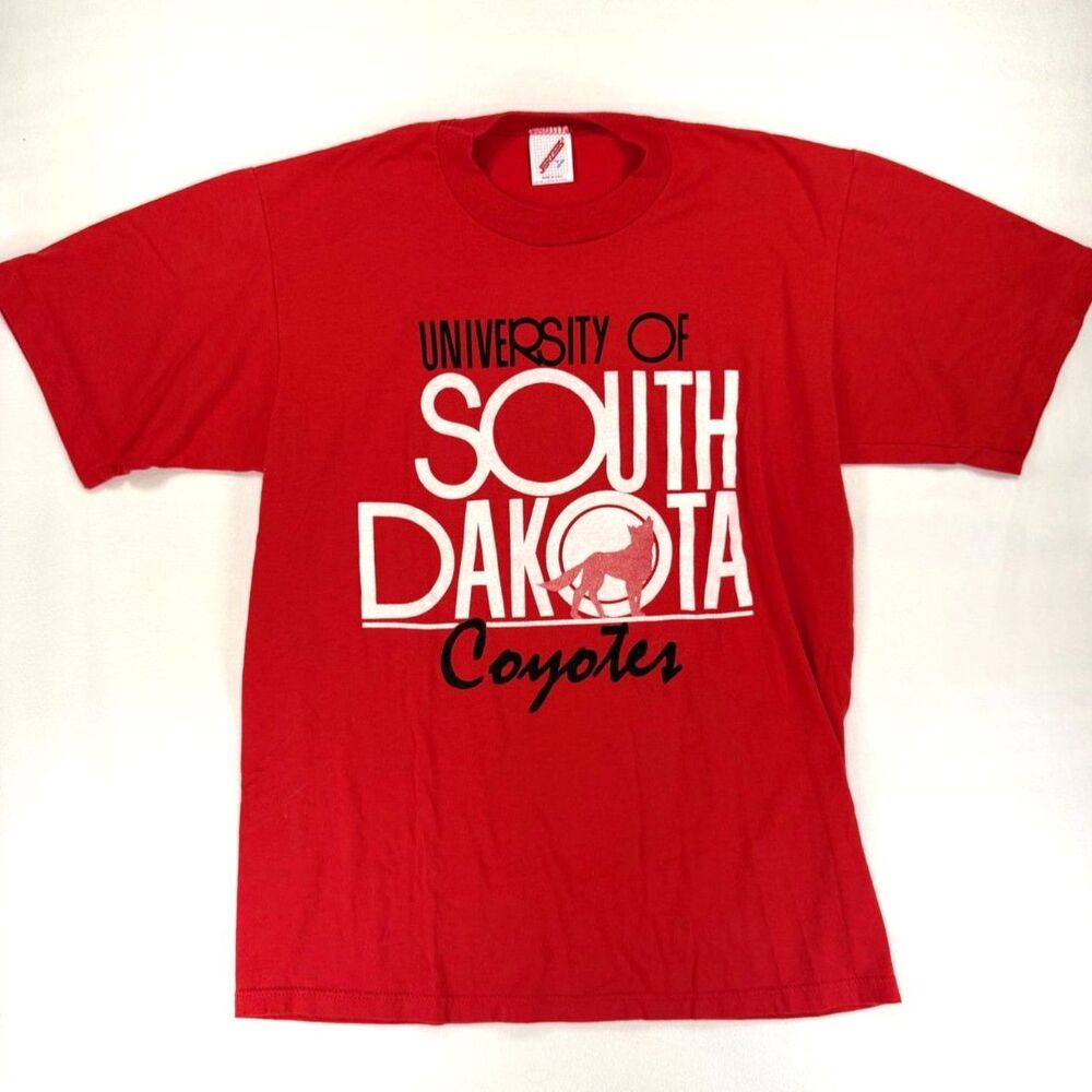 Vintage 80s/90s Single Stitch University of South Dakota Coyotes Shirt Sz L USA